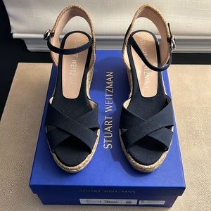 NIB Stuart Weitzman Mirela Wedge Navy Blue Size 8.5